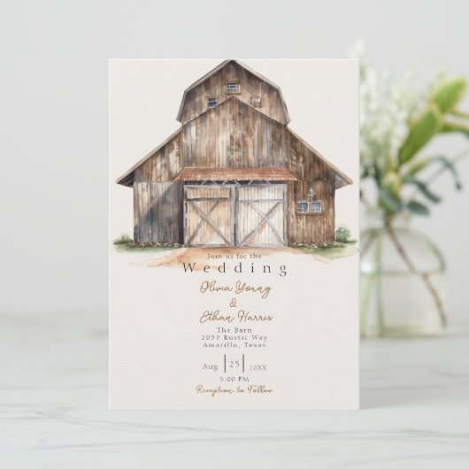 Invitation HOMESPUN - Rustic Barn Mariage (Debout devant)