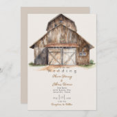 Invitation HOMESPUN - Rustic Barn Mariage (Devant / Derrière)