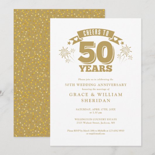 Invitation Hommage Au 50ème Anniversaire Du Mariage (Devant / Derrière)