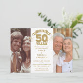 Invitation Hommage Au 50ème Anniversaire Mariage 2 Photo (Debout devant)