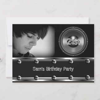 Invitation Homme 21e anniversaire fête Black Metal Look Image