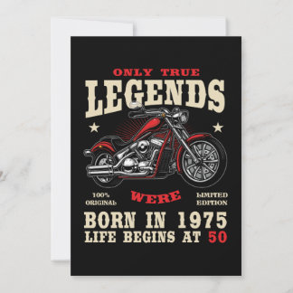 Invitation Homme 50 ans motard moto chopper 1975