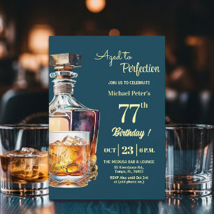 Invitation Homme âgé à la perfection 77e Whiskey Anniversaire