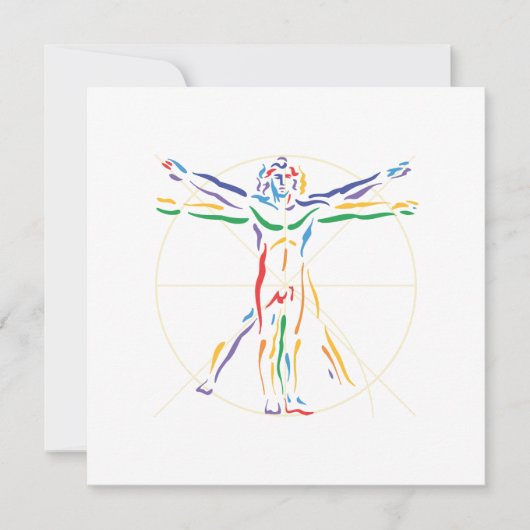 Invitation Homme d'anatomie de DaVinci dans des couleurs de (Devant)