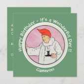 Invitation Homme dans la lune Mère Oie objets de fête d'anniv (Devant / Derrière)