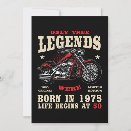 Invitation Homme de 50 ans Motard Moto Chopper 1975 (Devant)