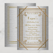 Invitation Homme de fête d'anniversaire, style de Gatsby (Devant / Derrière)