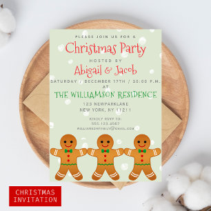 Invitation Homme de pain d'épices mignon Christmas Party Sa