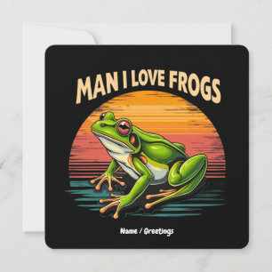 Invitation Homme drôle J'aime les grenouilles Retro Amateurs 