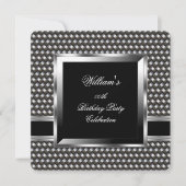 Invitation Homme élégant Black Silver Hommes fête d'anniversa (Devant)
