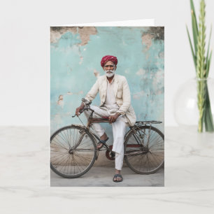 Invitation Homme indien âgé traditionnel Vélo Vintage