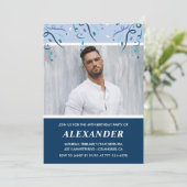 Invitation Homme photo bleu marine moderne 49e anniversaire (Debout devant)