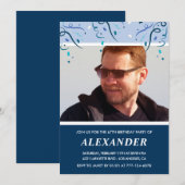 Invitation Homme photo bleu marine moderne 67e anniversaire (Devant / Derrière)