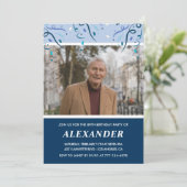 Invitation Homme photo bleu marine moderne 89e anniversaire (Debout devant)