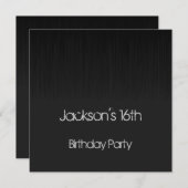 Invitation Hommes 16e fête d'anniversaire Noir & Gris Grunge (Devant / Derrière)