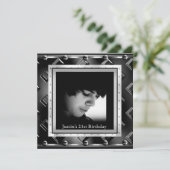 Invitation Hommes 21e anniversaire Fête Black Metal Look (Debout devant)