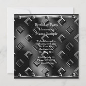 Invitation Hommes 21e anniversaire Fête Black Metal Look (Dos)