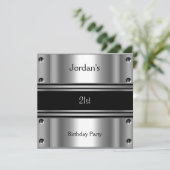 Invitation Hommes 21e fête d'anniversaire Metal Black Silver (Debout devant)