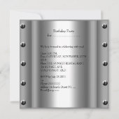 Invitation Hommes 21e fête d'anniversaire Metal Black Silver (Dos)