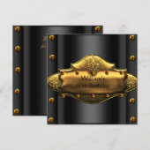 Invitation Hommes 30e fête d'anniversaire Gold Black Mans 3 (Devant / Derrière)