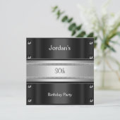 Invitation Hommes 30e fête d'anniversaire Metal Black Argent (Debout devant)