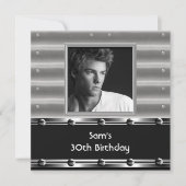 Invitation Hommes 30e fête d'anniversaire Métal Mans noirs (Devant)