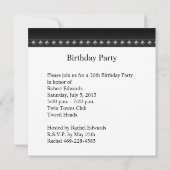 Invitation Hommes 30e fête d'anniversaire Noir Blanc Argent (Dos)