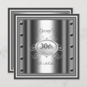 Invitation Hommes 30ème Chrome fête d'anniversaire Chrome (Devant / Derrière)