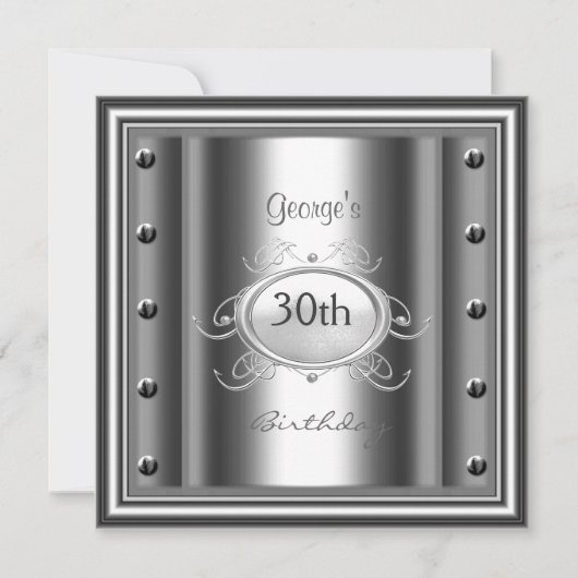 Invitation Hommes 30ème Chrome fête d'anniversaire Chrome (Devant)