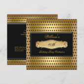 Invitation Hommes 40e anniversaire de fête Gold Metal Studs (Devant / Derrière)