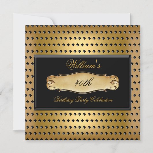 Invitation Hommes 40e anniversaire de fête Gold Metal Studs (Devant)