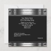 Invitation Hommes 40e fête d'anniversaire Silver Metal Studs (Dos)