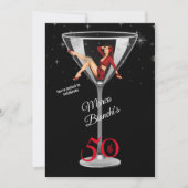 Invitation Hommes 50e anniversaire Fille en verre Martini (Devant)