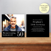 Invitation Hommes 50e anniversaire photo moderne double face