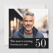 Invitation Hommes 50e anniversaire photo moderne double face (Devant)