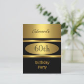 Invitation Hommes 60e anniversaire de fête Gold Noir (Debout devant)