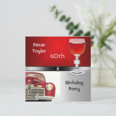 Invitation Hommes 60e fête d'anniversaire Rouge Métal Argent  (Debout devant)