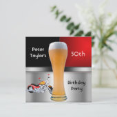 Invitation Hommes 70e fête d'anniversaire Bière Rouge Motorbi (Debout devant)