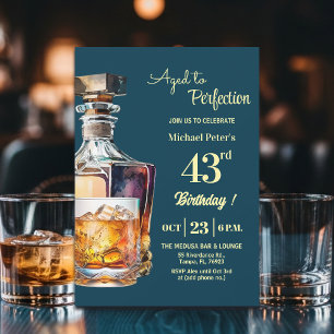 Invitation Hommes âgés à la perfection 43 ans Whiskey Anniver