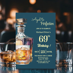 Invitation Hommes âgés à la perfection 69e anniversaire Whisk
