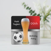 Invitation Hommes Ajouter l'âge Anniversaire Fête Rouge Beer  (Debout devant)