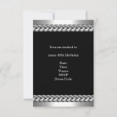 Invitation Hommes Anniversaire Fête Bleu Métal Chrome Image A (Dos)