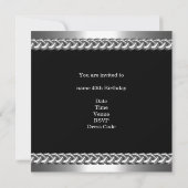Invitation Hommes Anniversaire Fête Métal Chrome Noir Argent (Dos)