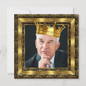 Invitation Hommes Anniversaire Photo Crown Gold Art Déco (Dos)