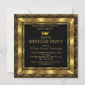 Invitation Hommes Anniversaire Photo Crown Gold Art Déco (Devant)