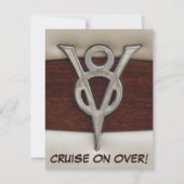 Invitation Hommes Anniversaire V8 Chrome Emblem Car Thème (Devant)