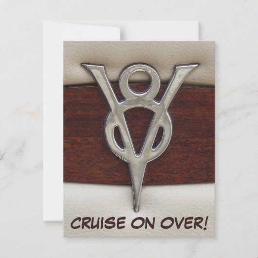 Invitation Hommes Anniversaire V8 Chrome Emblem Car Thème (Devant)