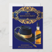 Invitation Hommes Casquette Cane Whiskey Gold Navy Anniversai (Devant)
