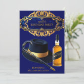 Invitation Hommes Casquette Cane Whiskey Gold Navy Anniversai (Debout devant)
