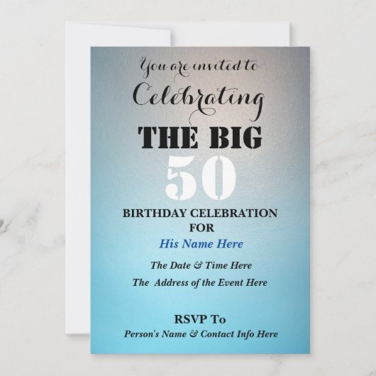 Invitation Hommes - Célébration du BIG 50 - (Devant)